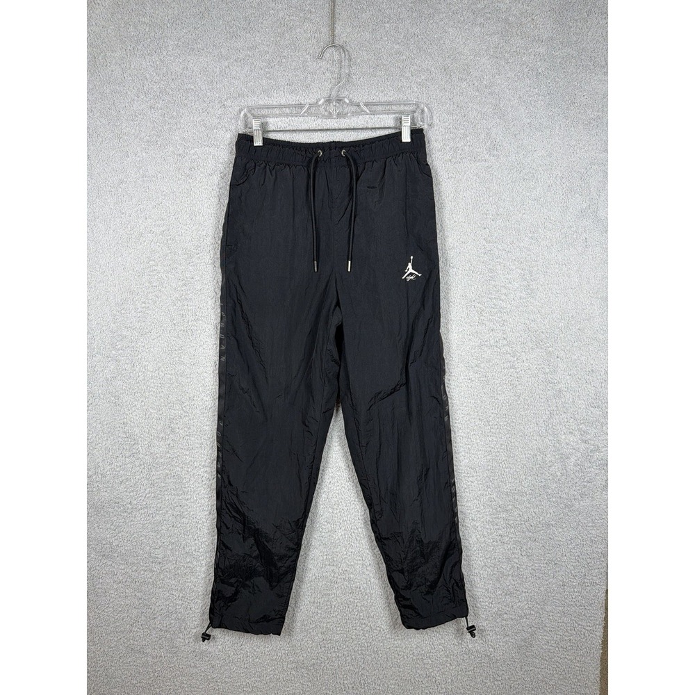 Nike Air Jordan Warm Up Pants Mens S Black Flight Woven Taped Logo FB7292-010